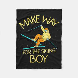 Make way for the skiing boy skier winter sports sk fleece blanket