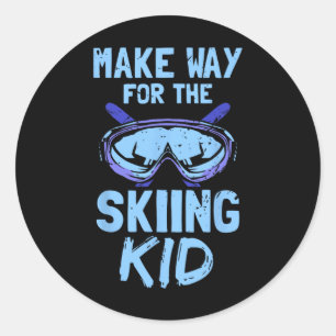 Make Way For The Skiing Kid Skier Ski Slopes Hob Classic Round Sticker