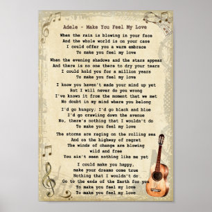 Make You Feel My Love Song Lyric Vintage Print