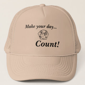 Make your day count with d20 trucker hat