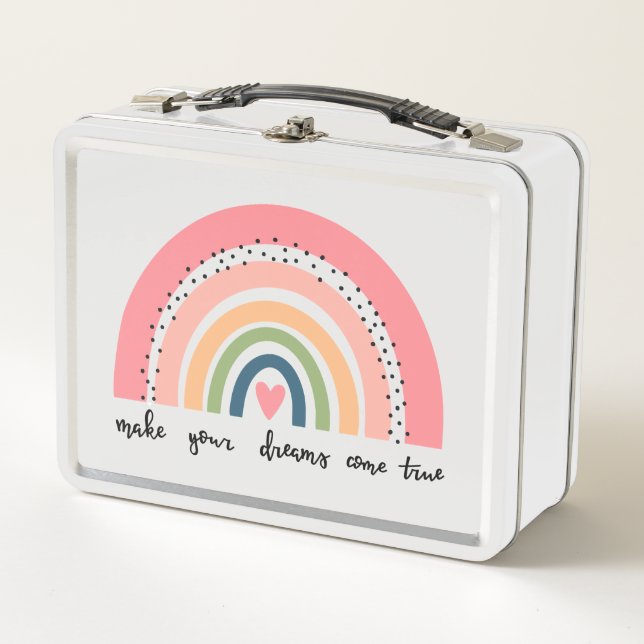 Make Your Dreams Come True Rainbow Metal Lunch Box (Front)