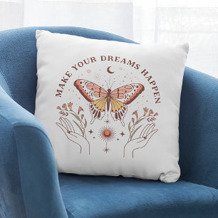 Make Your Dreams Happen Boho Butterfly Cushion