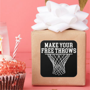 Make Your Free Throws Vintage Basketball Player Square Sticker