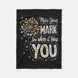 Make Your Mark Happy Dot Day 2024 Dandelion  Fleece Blanket