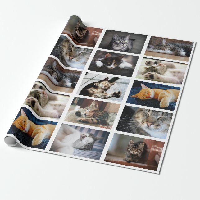 Make Your Own 10 Photo Collage on White Wrapping Paper (Unrolled)