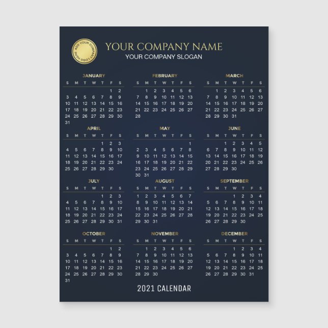 Make Your Own 2021 Company Calendar Magnetic Card (Front)