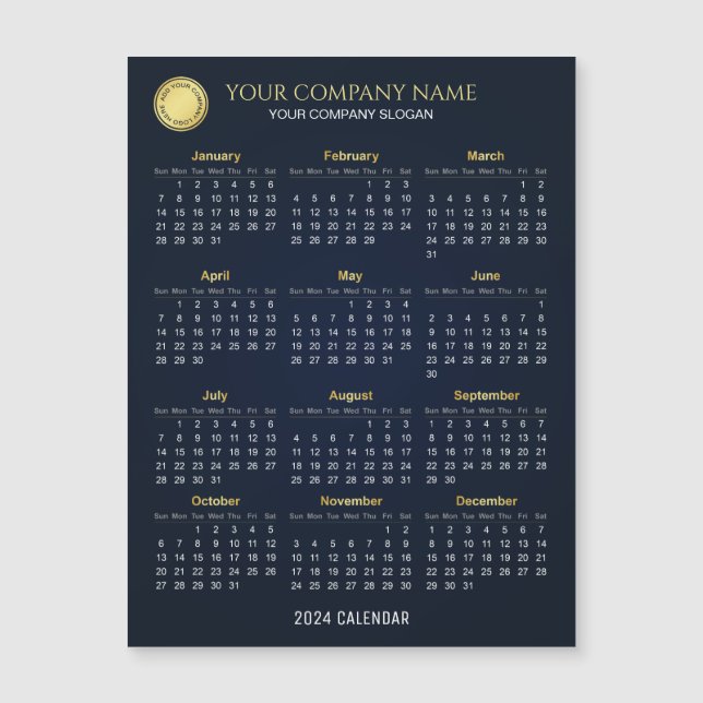 Make Your Own 2024 Company Calendar Magnetic Card (Front)