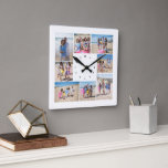 Make Your Own 8 Photo Collage Personalised Square Wall Clock<br><div class="desc">Make Your Own 8 Photo Collage Personalised square wall clock from Ricaso - this Photo Personalised clock is easy to customise .. easy to add photographs - Send as a unique created by you personalised time piece gift or create it for yourself - a wonderful heartfelt piece full of great...</div>