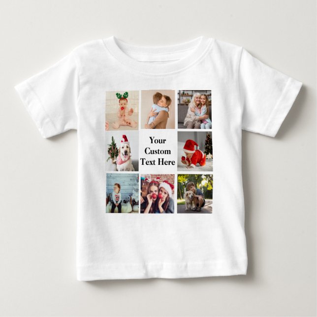 Make your own 8 photos collage and text baby baby T-Shirt (Front)
