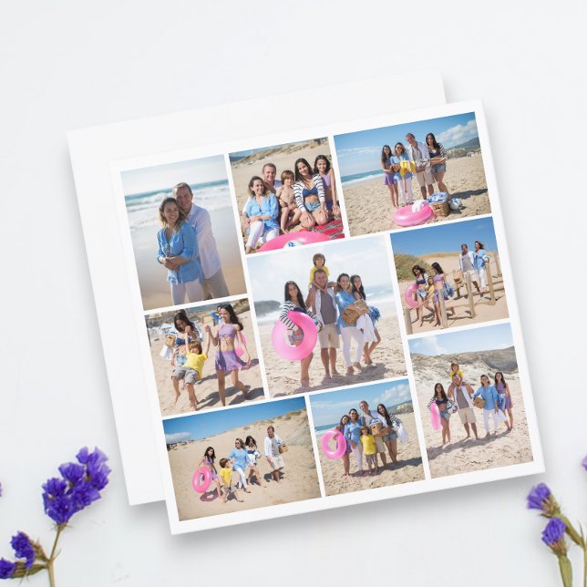 Make Your Own 9 Photo Collage Personalised Card (Make Your Own 9 Photo Collage Personalized Cards from Ricaso. Create your own DIY cards & gifts)