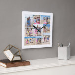 Make Your Own 9 Photo Collage Personalised Square Wall Clock<br><div class="desc">Make Your Own 9 Photo Collage Personalised square wall clock from Ricaso - this Photo Personalised clock is easy to customise .. easy to add photographs - Send as a unique created by you personalised time piece gift or create it for yourself - a wonderful heartfelt piece full of great...</div>