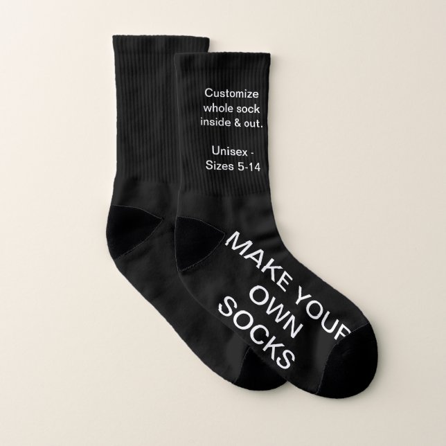 Make Your Own BLACK Custom Socks (Pair)