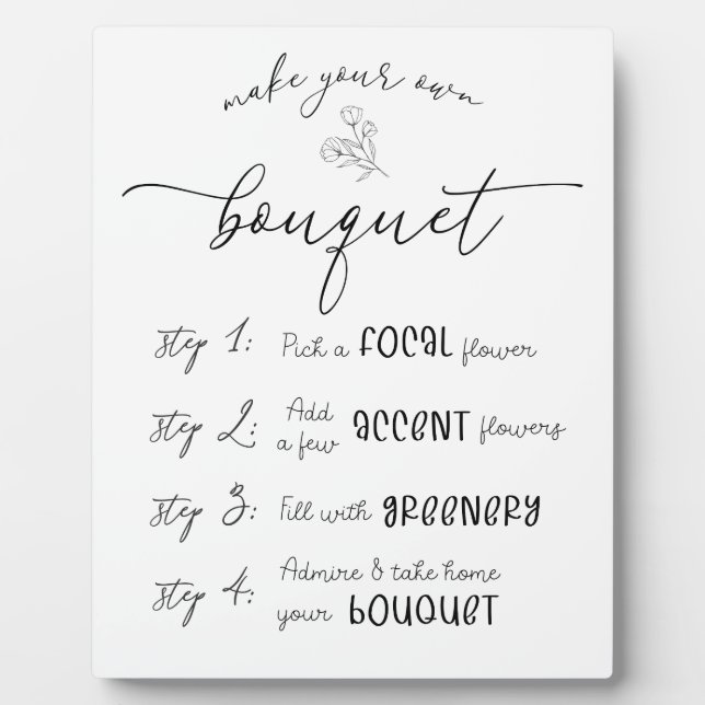 Make Your Own Bouquet Bar Plaque (Front)