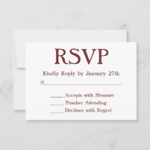 Make Your Own Burgundy and White RSVP Card