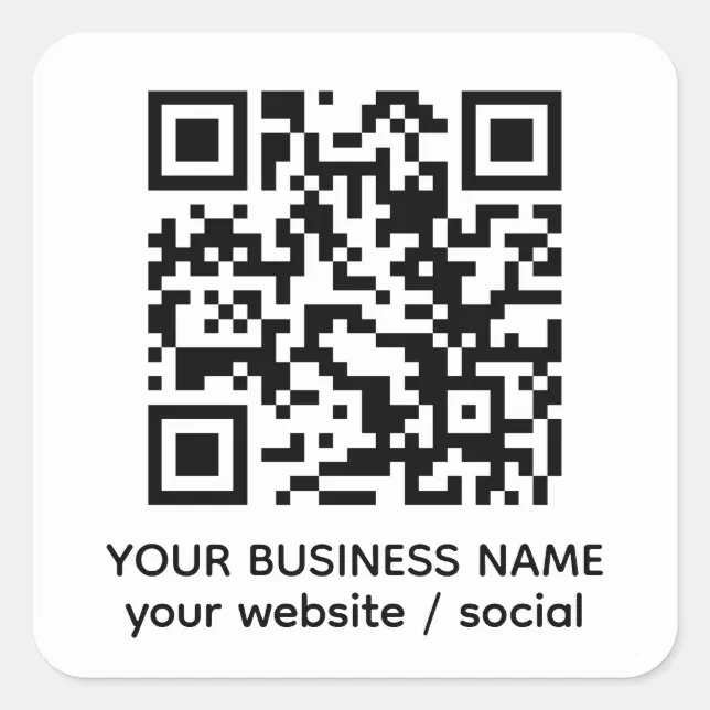 Make Your Own Business Custom QR Code Info Square Sticker | Zazzle