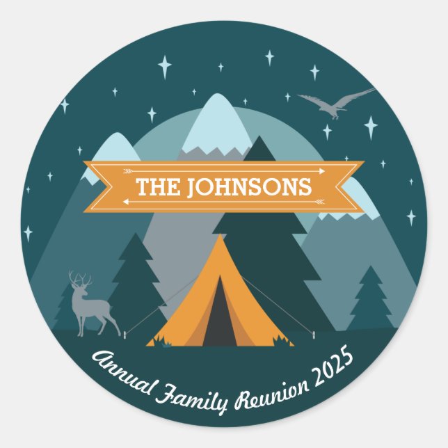 Make Your Own Camping Mountain Outdoor Adventure Classic Round Sticker (Front)