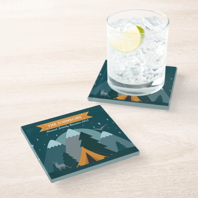 Make Your Own Camping Mountain Outdoor Adventure Glass Coaster (Angled)