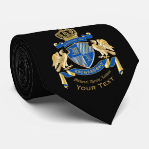 Make Your Own Coat of Arms Blue Gold Eagle Emblem Tie