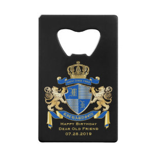 Make Your Own Coat of Arms Blue Gold Lion Emblem