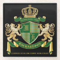 Make Your Own Coat of Arms Green Gold Lion Emblem