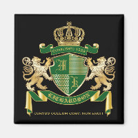 Make Your Own Coat of Arms Green Gold Lion Emblem