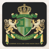 Make Your Own Coat of Arms Green Gold Lion Emblem