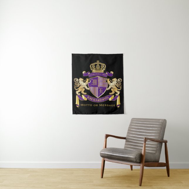 Make Your Own Coat of Arms Monogram Crown Emblem Tapestry (In Situ)