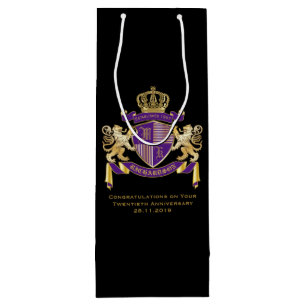 Make Your Own Coat of Arms Monogram Crown Emblem Wine Gift Bag