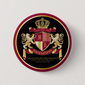 Make Your Own Coat of Arms Red Gold Lion Emblem 6 Cm Round Badge