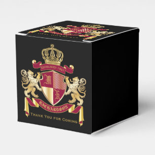 Make Your Own Coat of Arms Red Gold Lion Emblem Favour Box