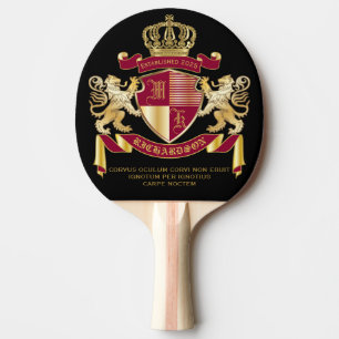 Make Your Own Coat of Arms Red Gold Lion Emblem Ping Pong Paddle