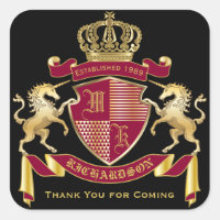Make Your Own Coat of Arms Red Gold Unicorn Emblem