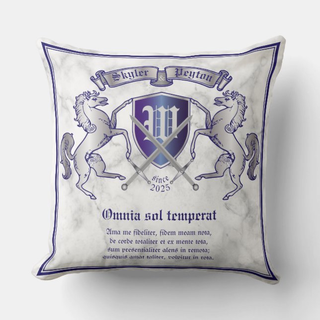 Make Your Own Coat of Arms Silver Horse Shield Cushion (Front)