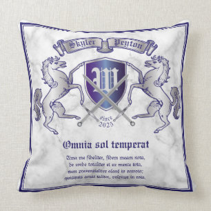 Make Your Own Coat of Arms Silver Horse Shield Cushion