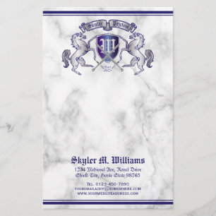 Make Your Own Coat of Arms Silver Horse Shield Stationery