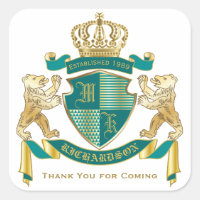 Make Your Own Coat of Arms Teal Gold Bear Emblem