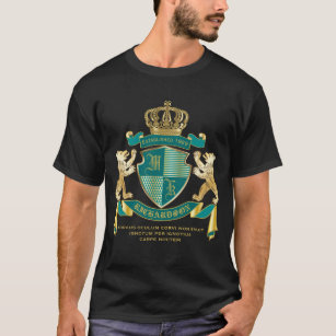 Make Your Own Coat of Arms Teal Gold Bear Emblem T-Shirt