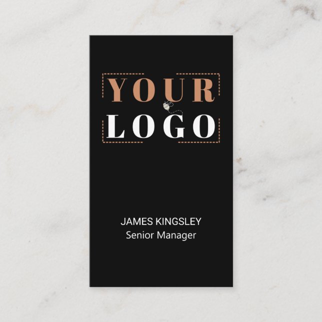 Make Your Own Company Logo Black Vertical Business Card (Front)