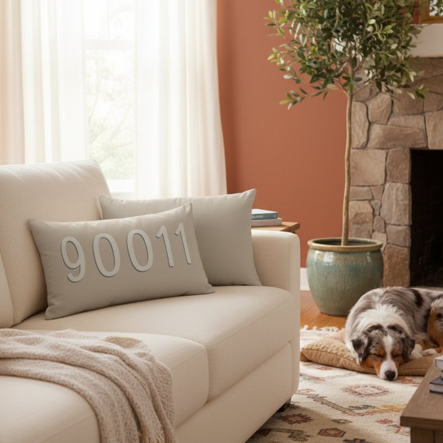 Make Your Own Cream Beige Home Zip Code Pillow (Stylish neutral color ZIP code lumbar pillow!)