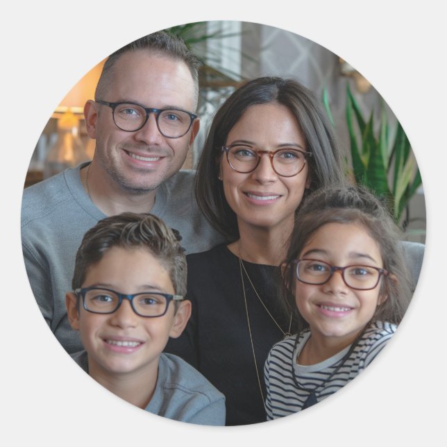 Make Your Own Custom Family Photo Personalised     Classic Round Sticker (Front)