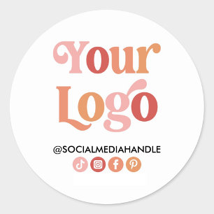 Make Your Own Custom Logo Business Social Media Classic Round Sticker