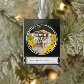 Make your own custom made personalised silver plated banner ornament