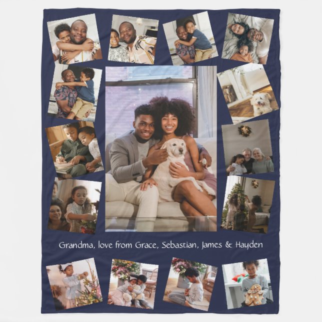 Make your own custom personalised 15 photo fleece blanket (Front)