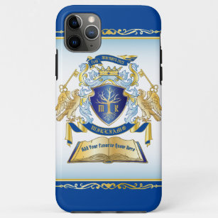 Make Your Own Emblem Tree Book Key Crown Gold Blue Case-Mate iPhone Case