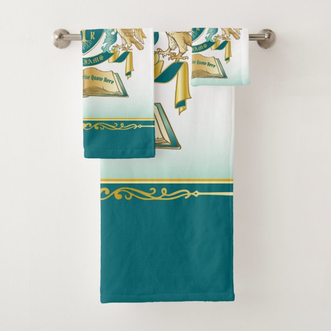 Make Your Own Emblem Tree Book Key Crown Gold Jade Bath Towel Set (Insitu)