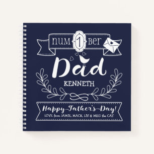 Make Your Own Father’s Day No. 1 Dad Cute Monogram Notebook