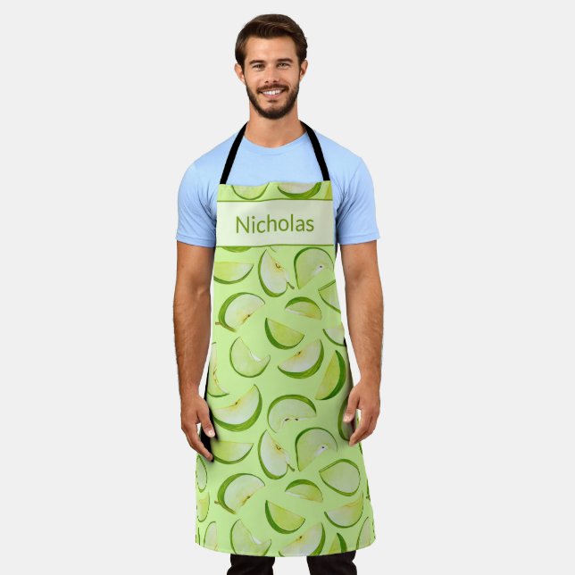 Make your own Green Apple Slice Pattern Custom Apron (Worn)