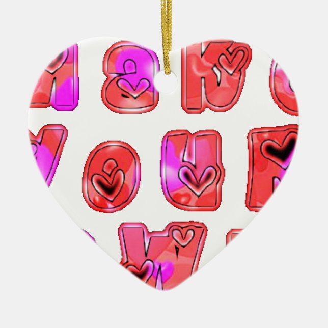 Make Your Own Hearts Art Print Design Ceramic Ornament (Front)