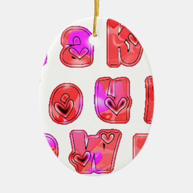 Make Your Own Hearts Art Print Design Ceramic Tree Decoration (Front)