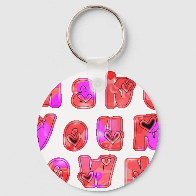 Make Your Own Hearts Art Print Design Key Ring (Front)